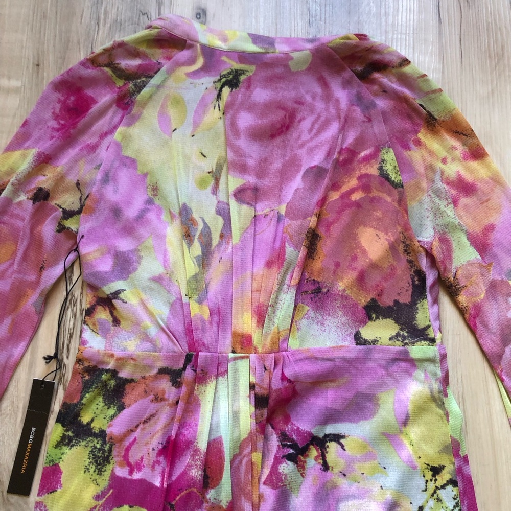 BCBGMAXAZRIA Secret Garden Floral A-Line Dress NWT BC33167D Mesh Small Light - Picture 13 of 15
